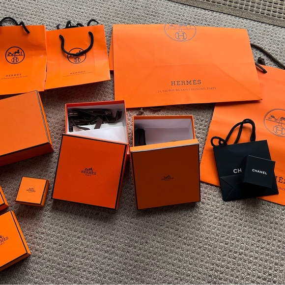 A variety of Hermes gift boxes.